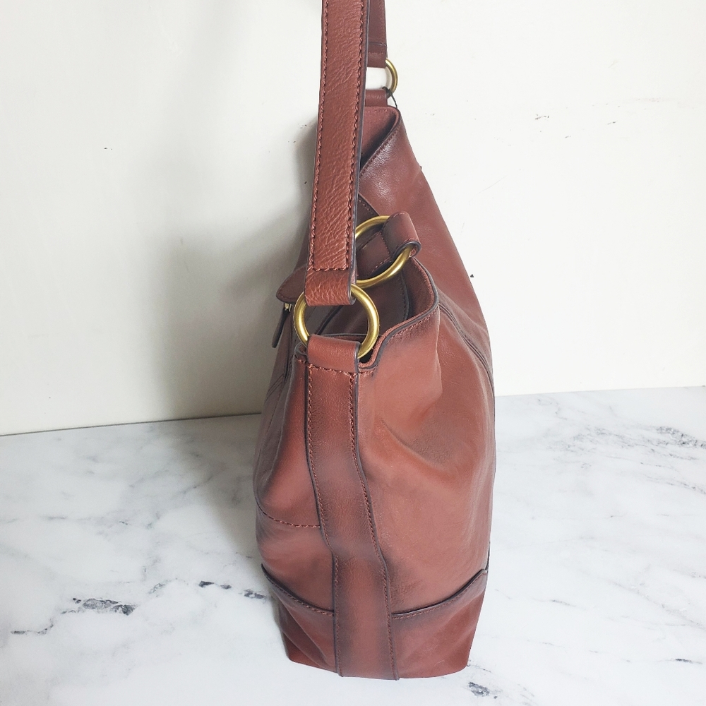 Frye Leather Ring Hobo Cognac Bag - Picture 4 of 8